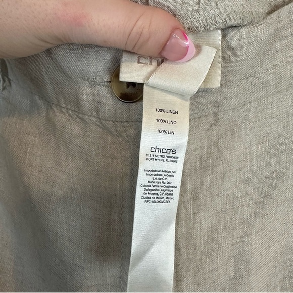 Chico's | Tan Linen Straight Leg Pants Size Large/ 12 (Chico's Size 2) - Picture 4 of 5
